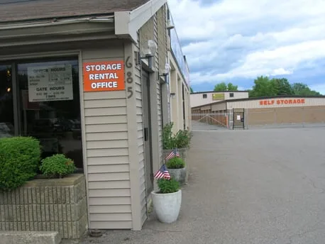 Storage rental office entrance at A Storage Solution in Randolph